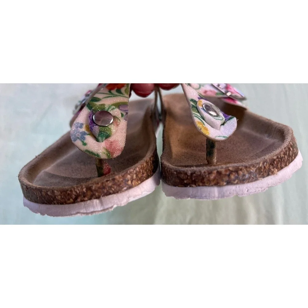 Giulia‎ Palai Girls Kids Sandals Size 1 Pretty! Floral And White